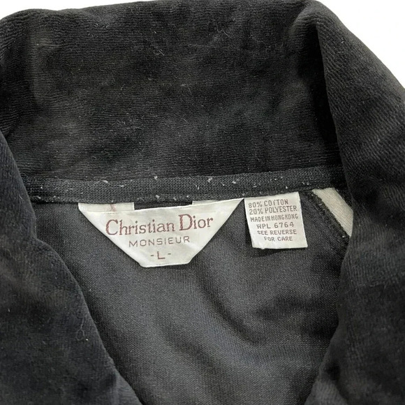 Christian Dior Monsieur Black Vintage Velvet Full Zip Sweater L - Picture 7 of 7